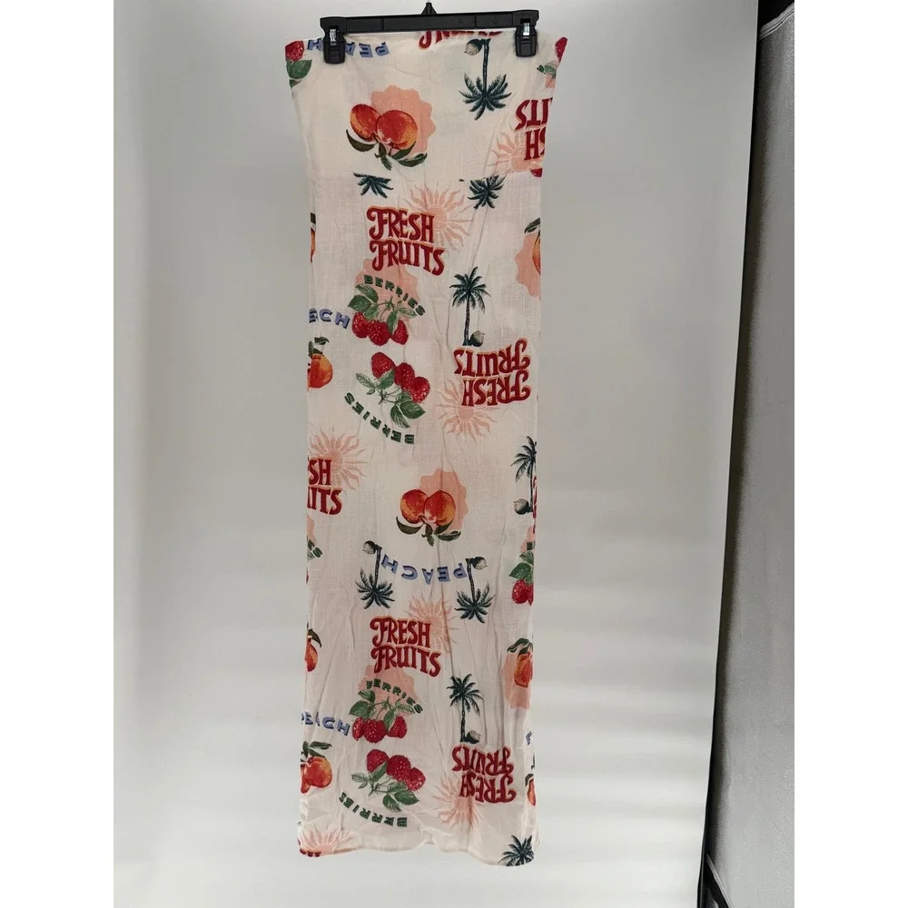 Anthropologie Paper Heart Fresh Fruit Peaches Berry Sleeveless Maxi Dress Large - Picture 1 of 5